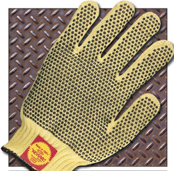 GLOVE  KEVLAR HEAVY WGHT;PVC DOTS 2 SIDES LARGE - Cut Resistant